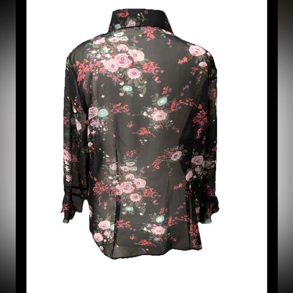 Floral Nicola Peony Rose Printed Blouse Y2K - Picture 3 of 5